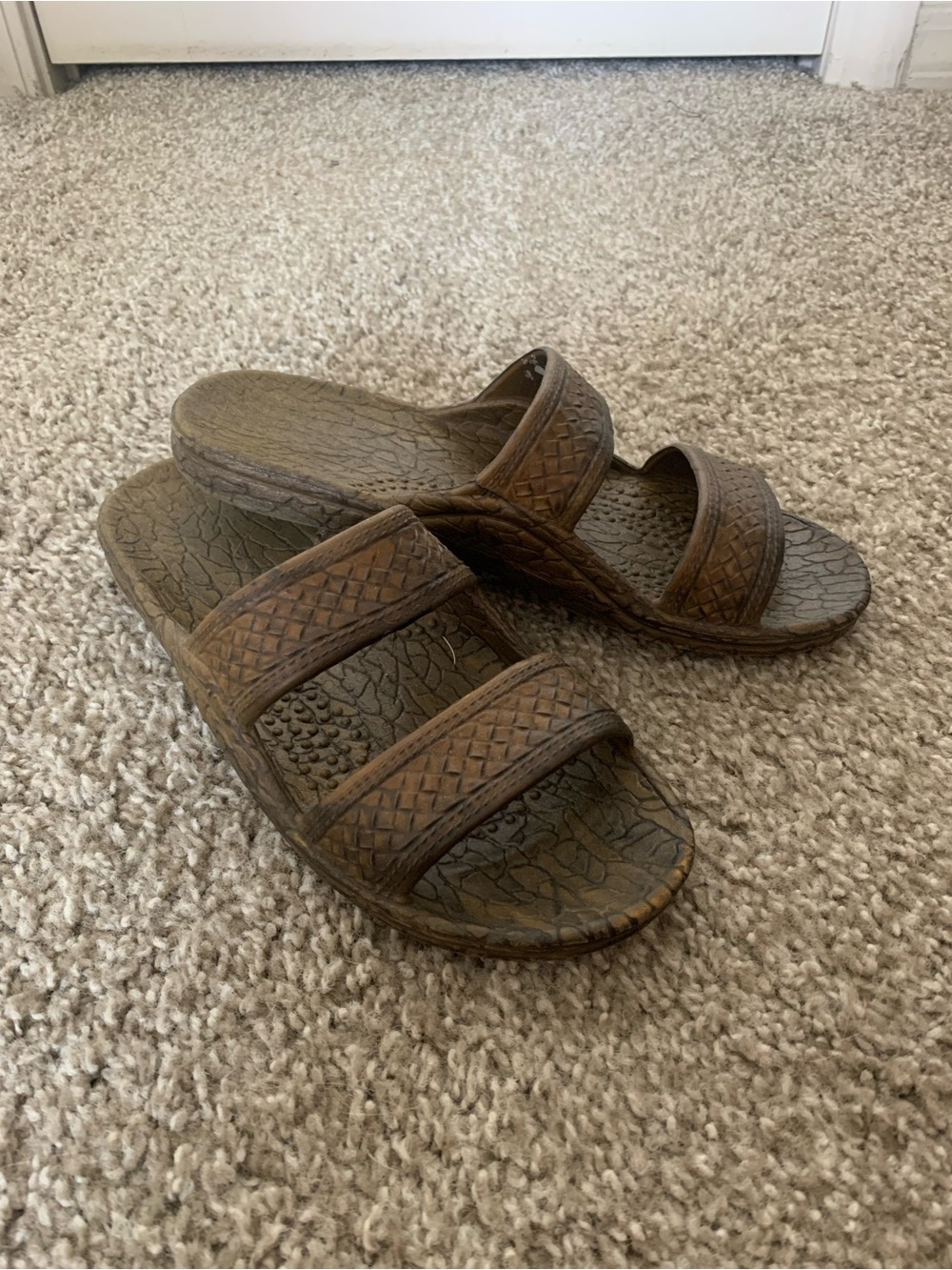 Womens Woven Double-Strap Slide Sandals in Brown “Jandals” size 8